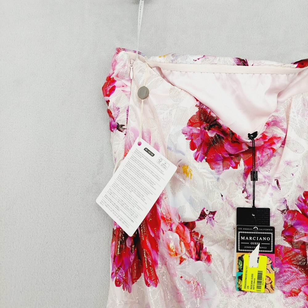 NEW Guess by Marciano Pink Floral Bomb Silk  Strapless Maxi Dress Gown P1791 - Picture 6 of 11